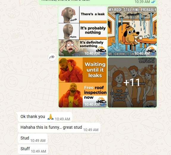 North City Roofing client reaction to meme ad set