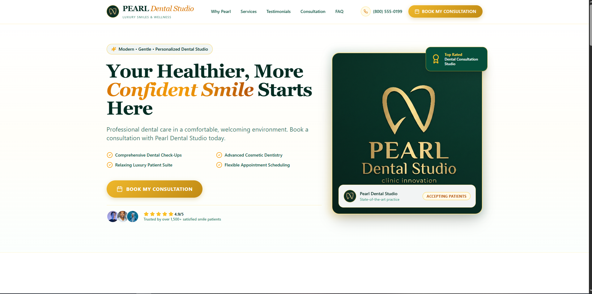 Pearl Dental Studio website