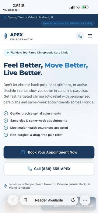 Apex Chiropractic website built in GoHighLevel