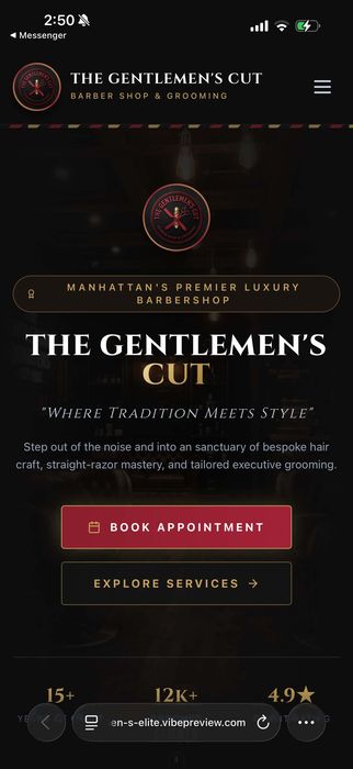 The Gentlemen's Cut barbershop website built in GoHighLevel