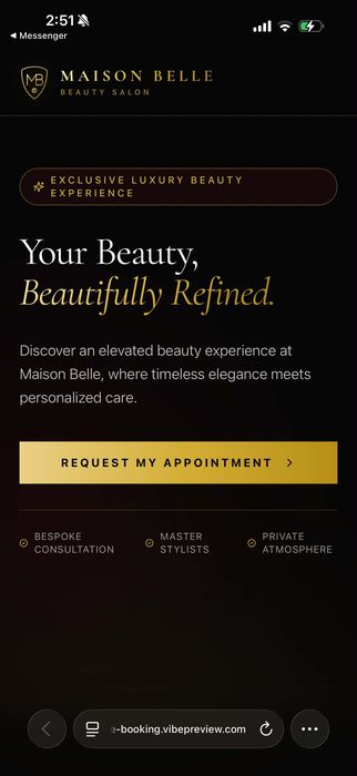 Maison Belle beauty salon website built in GoHighLevel